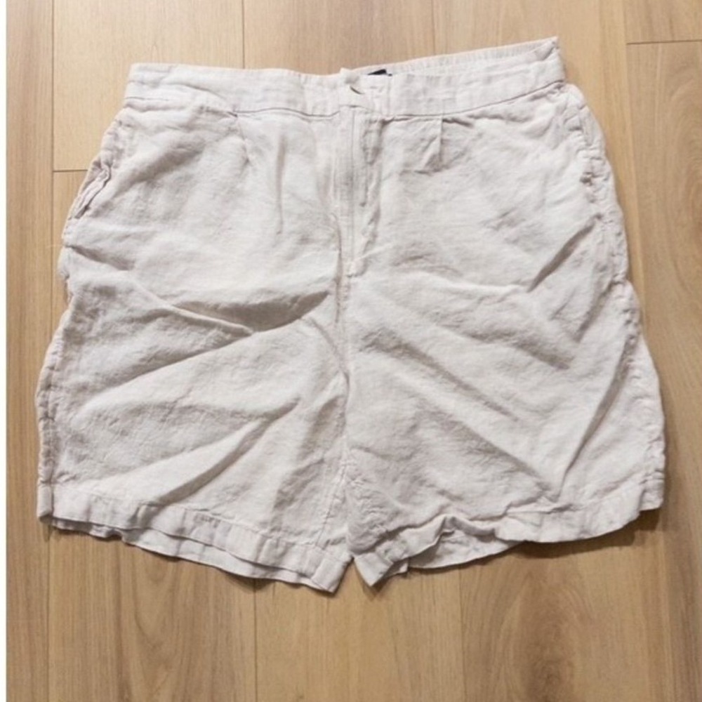 TAHARI Linen Shorts Women US XL Elastic Waist Casual‎ Beach Vacation